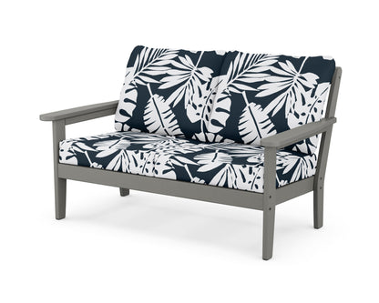 Country Living Cottage Deep Seating Loveseat in Slate Grey / Leaf Marine Indigo