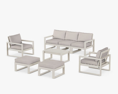 POLYWOOD® EDGE Sectional 8-Piece Lounge Sofa Set in Sand / Dune Burlap