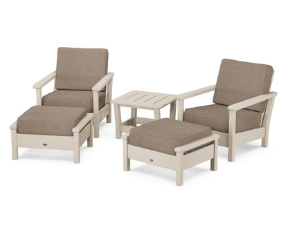 POLYWOOD® Harbour 5-Piece Deep Seating Chair Set in Sand / Spiced Burlap