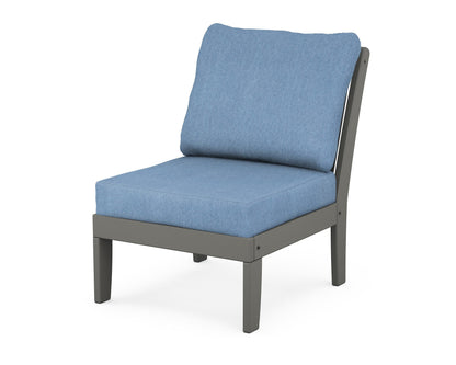 POLYWOOD® Braxton Modular Armless Chair in Slate Grey / Sky Blue