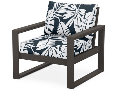 POLYWOOD® EDGE Club Chair in Vintage Coffee / Leaf Marine Indigo
