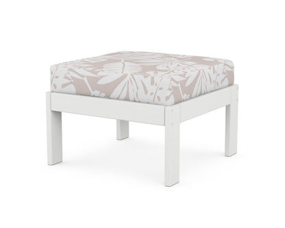 POLYWOOD® Vineyard Modular Ottoman in White / Leaf Dune Burlap