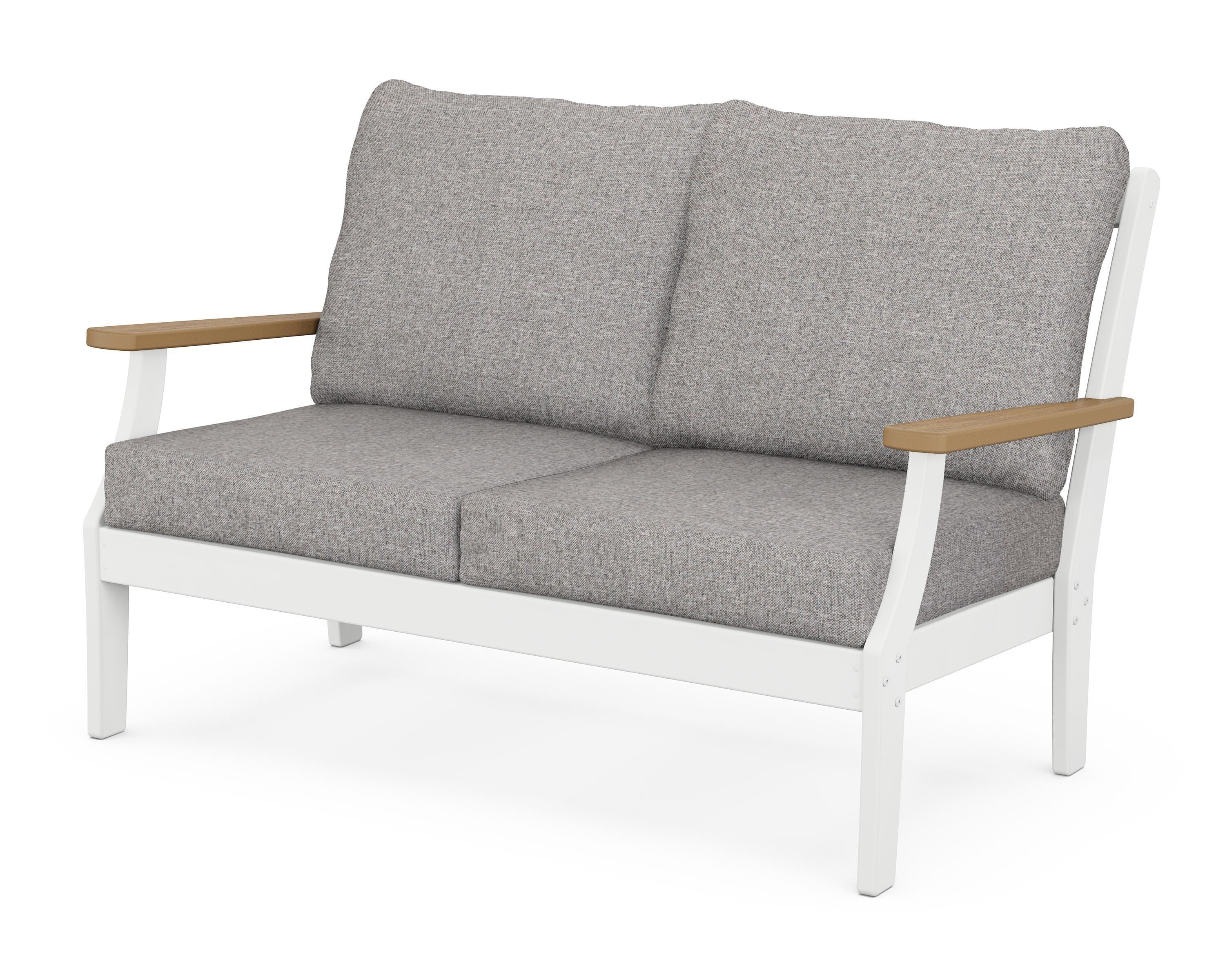 POLYWOOD® Braxton Deep Seating Loveseat in White / Natural / Grey Mist