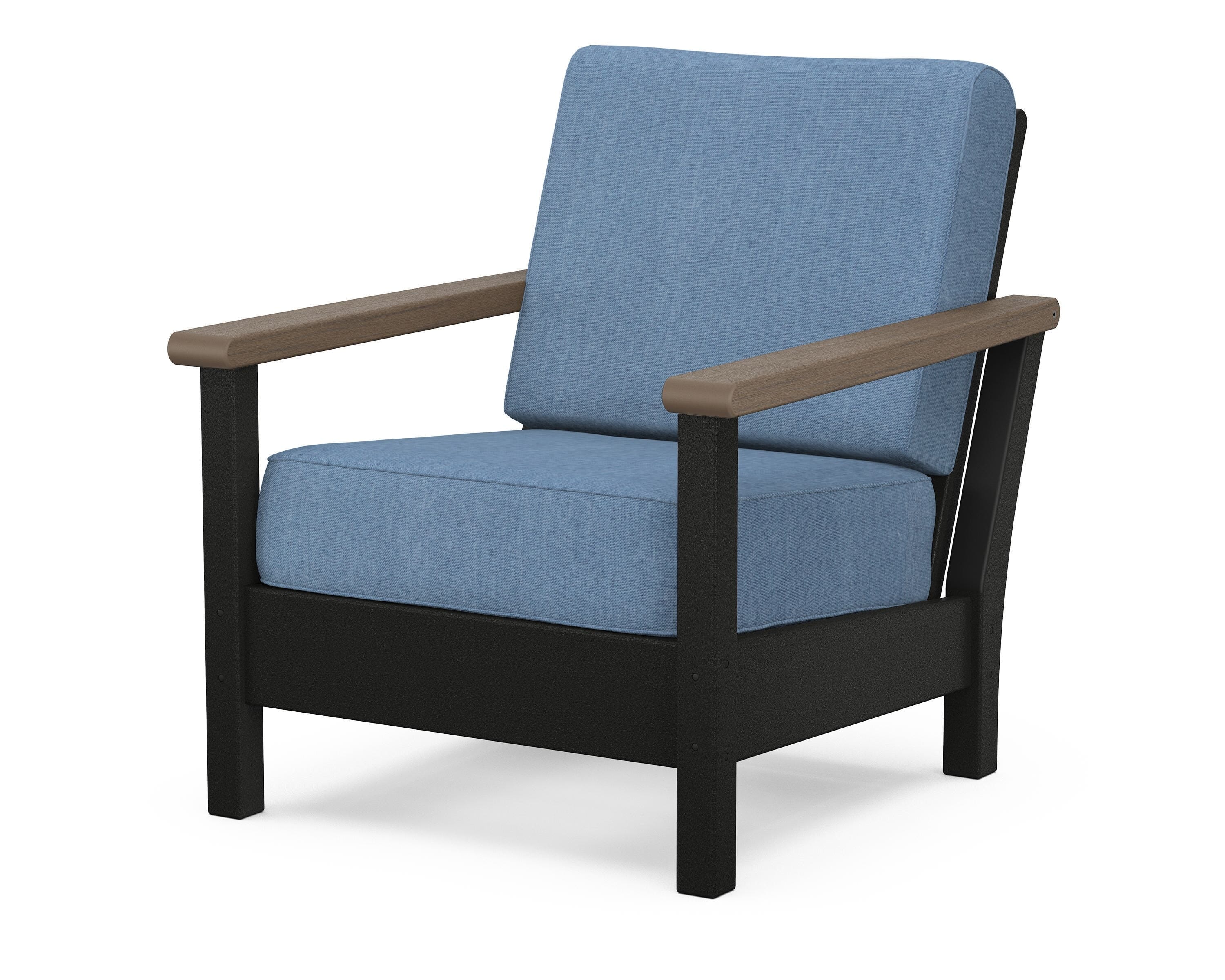 POLYWOOD® Harbour Deep Seating Chair in Black / Kona / Sky Blue