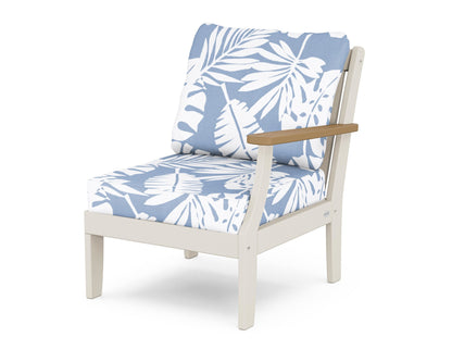 POLYWOOD® Braxton Modular Right Arm Chair in Sand / Natural / Leaf Sky Blue