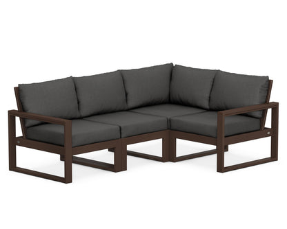 POLYWOOD® EDGE 4-Piece Modular Deep Seating Set in Mahogany / Spectrum Carbon