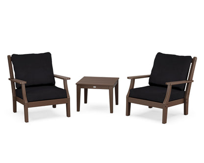 Country Living Wovendale 3-Piece Deep Seating Set in Mahogany / Midnight Linen