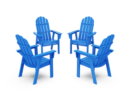 POLYWOOD® Vineyard 4-Piece Curveback Upright Adirondack Conversation Set in Pacific Blue