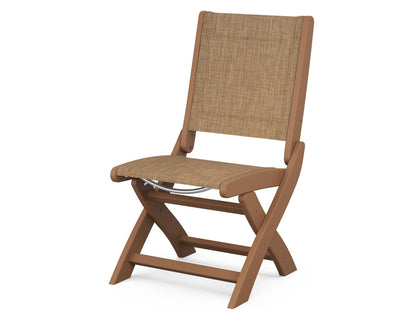 POLYWOOD® Coastal Folding Side Chair in Teak / Burlap Sling