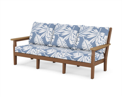 POLYWOOD® Chippendale Deep Seating Sofa in Teak / Natural / Leaf Sky Blue