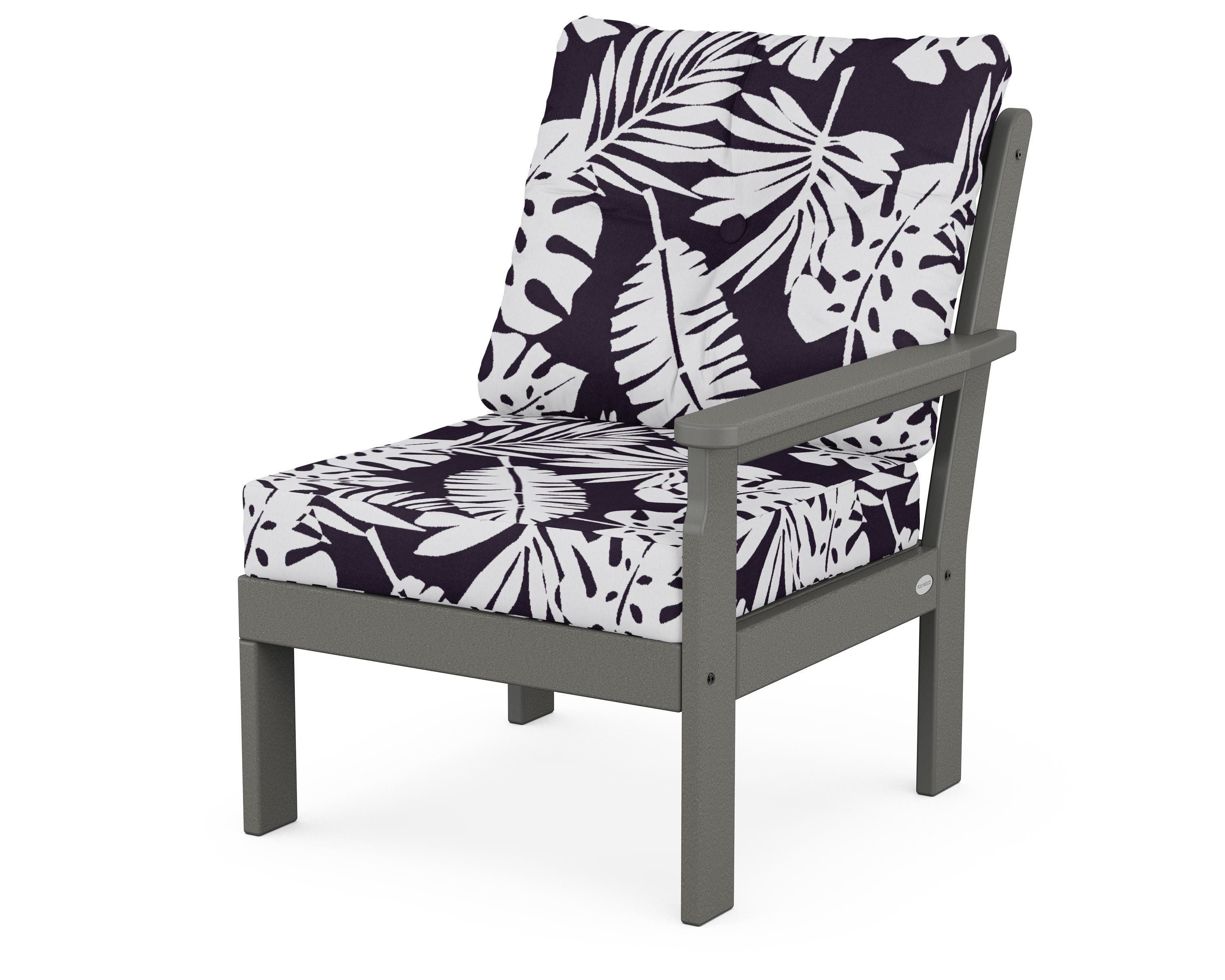 POLYWOOD® Vineyard Modular Right Arm Chair in Slate Grey / Leaf Navy
