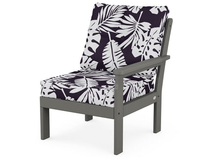 POLYWOOD® Vineyard Modular Right Arm Chair in Slate Grey / Leaf Navy