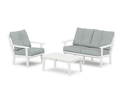 POLYWOOD® Oxford 3-Piece Deep Seating Set with Loveseat in White / Spa