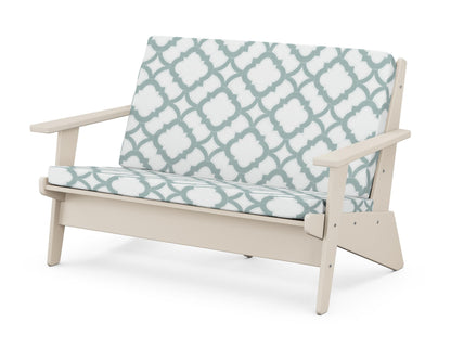POLYWOOD® Riviera Modern Lounge Loveseat in Sand / Trellis Glacier Spa