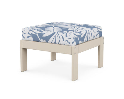 POLYWOOD® Vineyard Modular Ottoman in Sand / Leaf Sky Blue