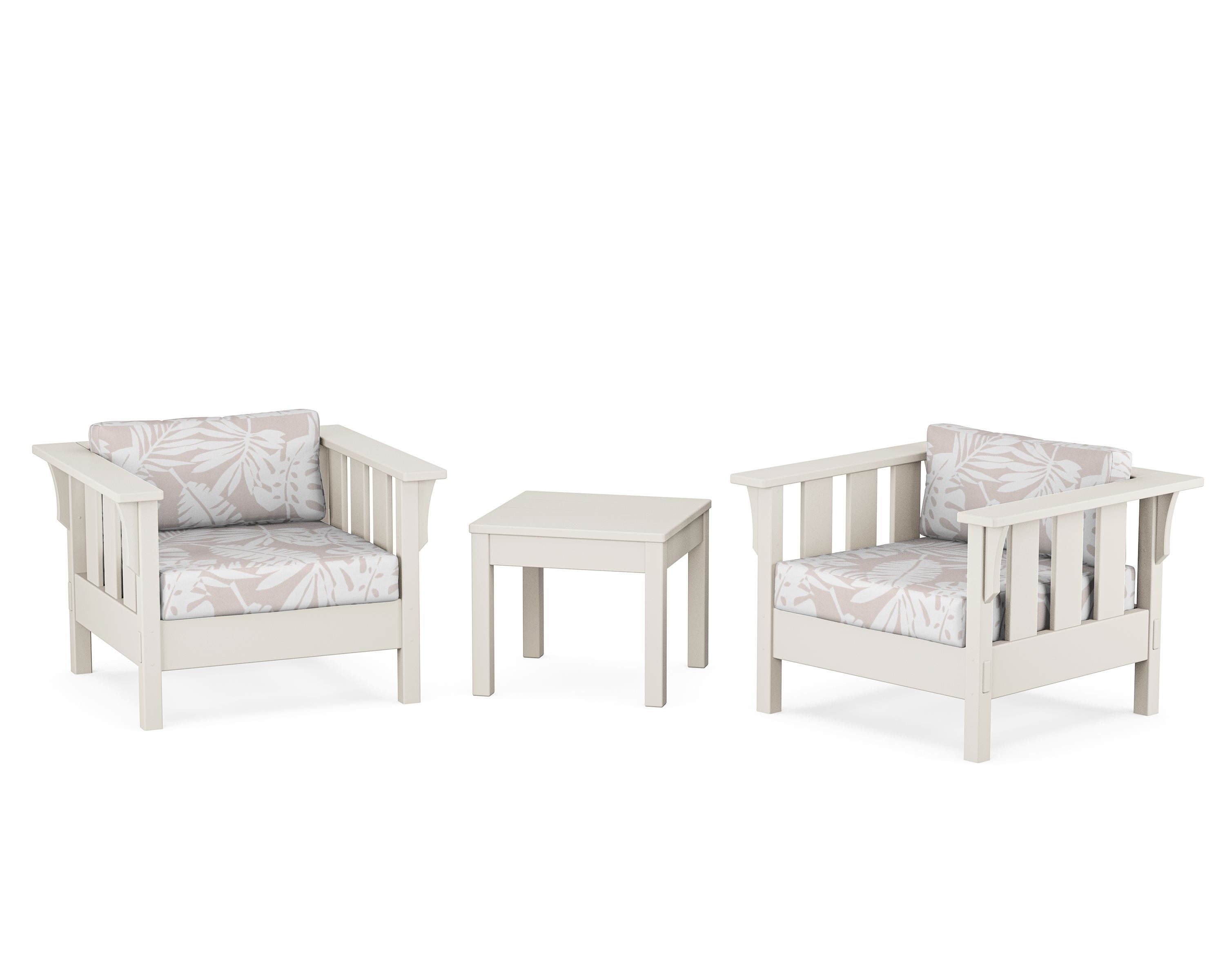 Martha Stewart by POLYWOOD® Acadia 3-Piece Deep Seating Set in Sand / Leaf Dune Burlap