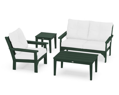 POLYWOOD® Vineyard 4-Piece Deep Seating Set in Green / Natural
