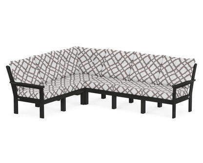 POLYWOOD® Vineyard 6-Piece Sectional in Black / Trellis Grey Mist