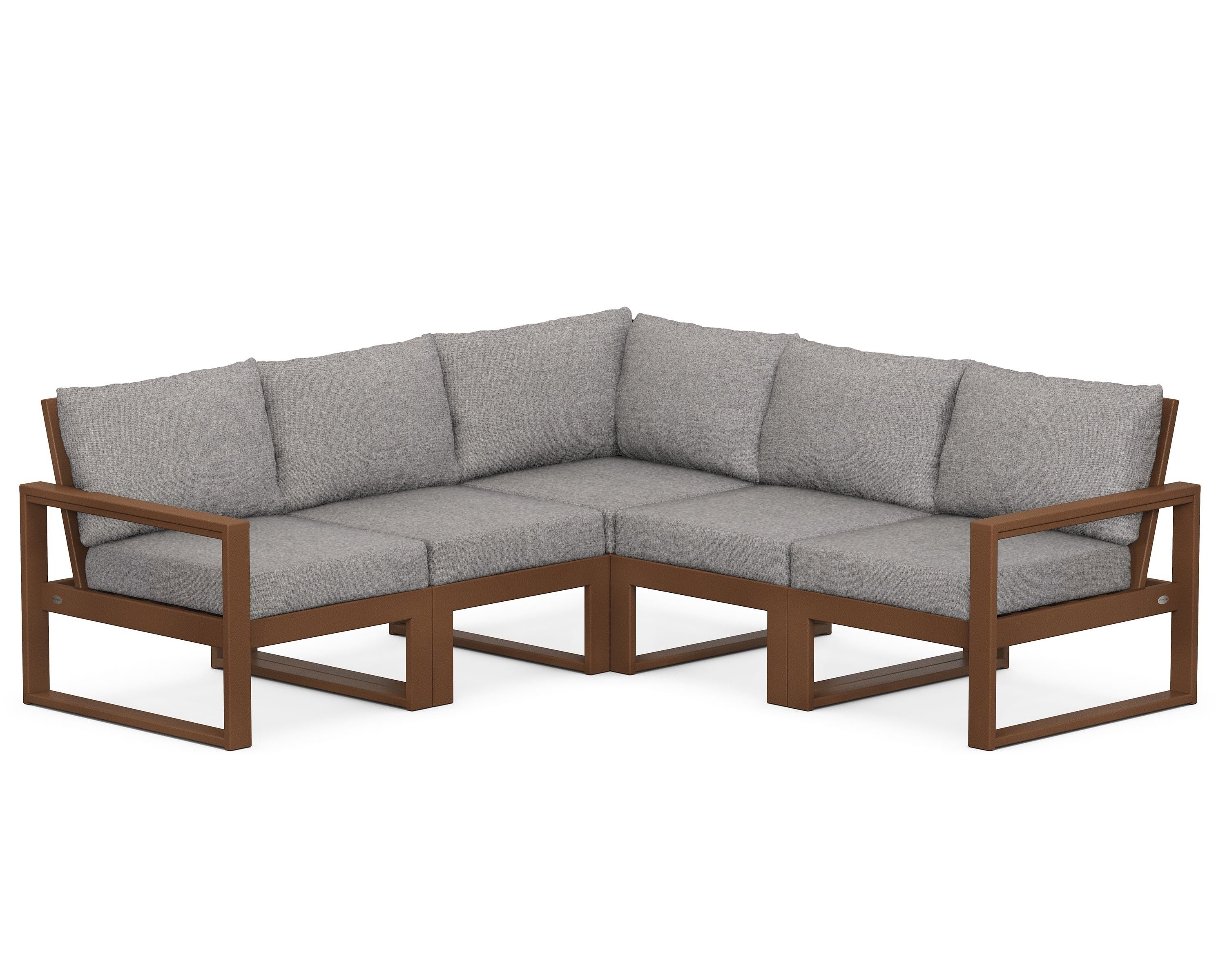 POLYWOOD® EDGE 5-Piece Modular Deep Seating Set in Teak / Grey Mist