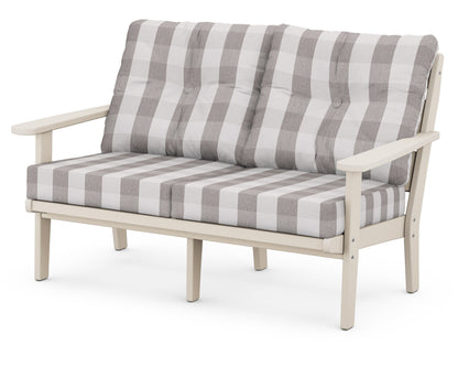 POLYWOOD® Lakeside Deep Seating Loveseat in Sand / Buffalo Plaid Grey Mist