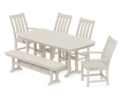 POLYWOOD® Vineyard 6-Piece Dining Set with Bench in Sand