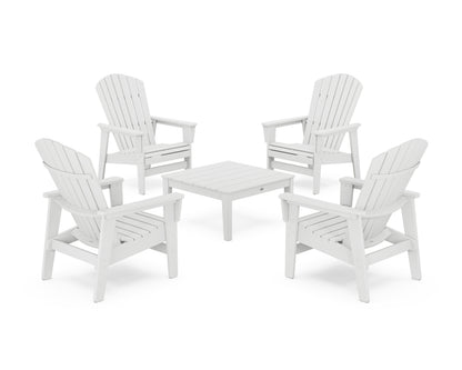 POLYWOOD® 5-Piece Nautical Grand Upright Adirondack Chair Conversation Group in White