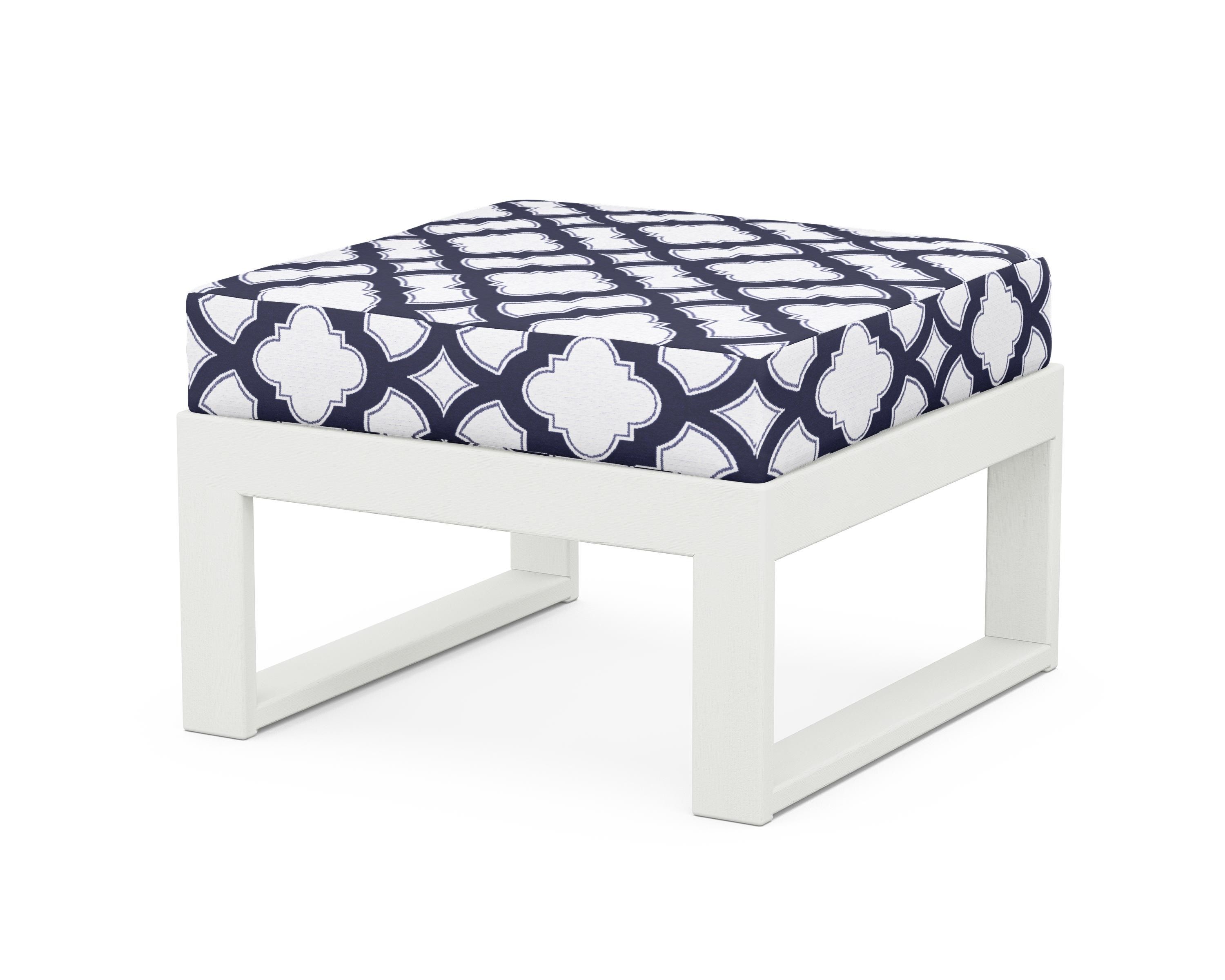 Unbranded Modular Ottoman - Modern in Vintage White / Trellis Navy