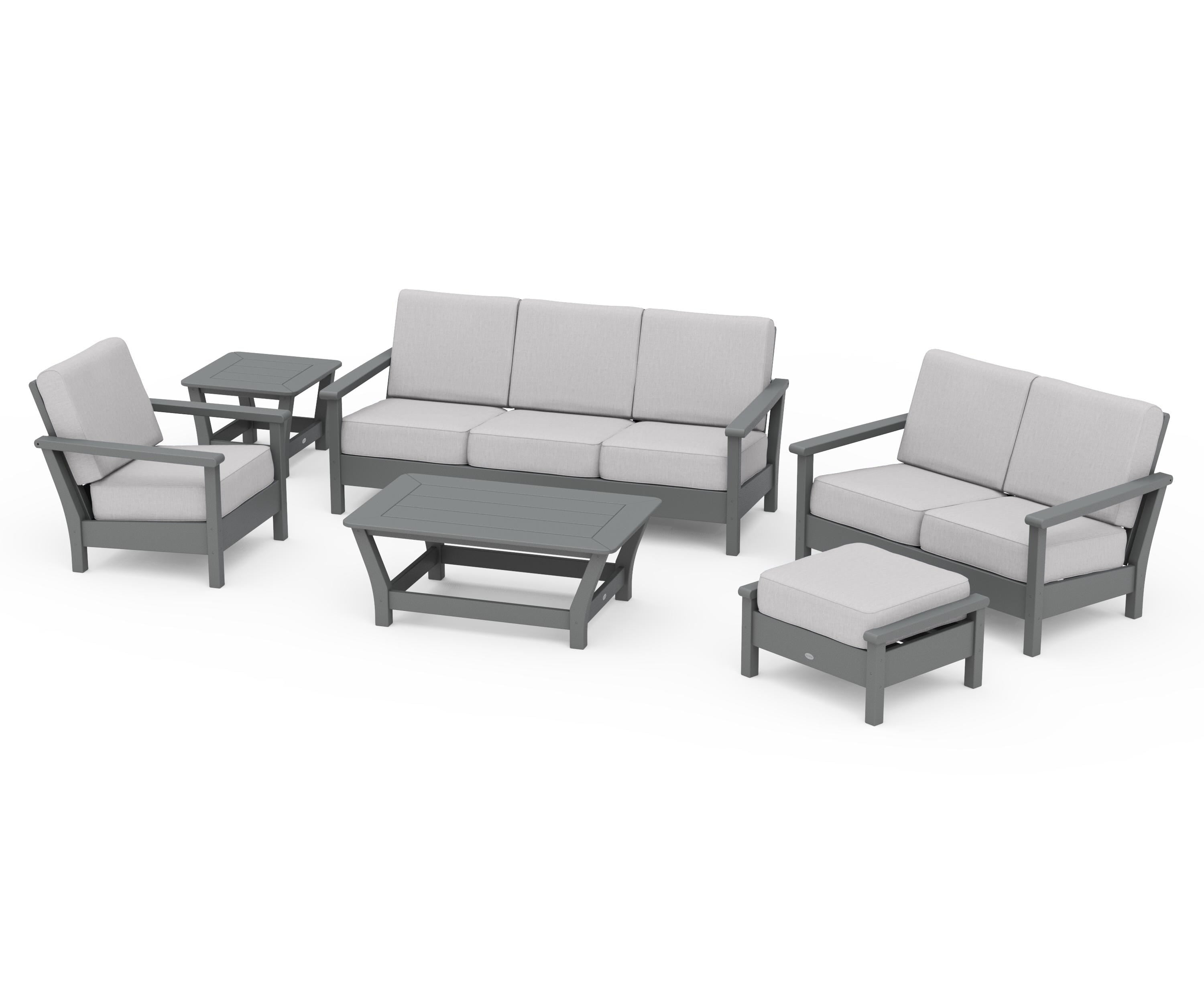 POLYWOOD® Harbour 6-Piece Outdoor Living Set in Slate Grey / Granite