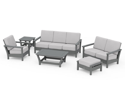 POLYWOOD® Harbour 6-Piece Outdoor Living Set in Slate Grey / Granite