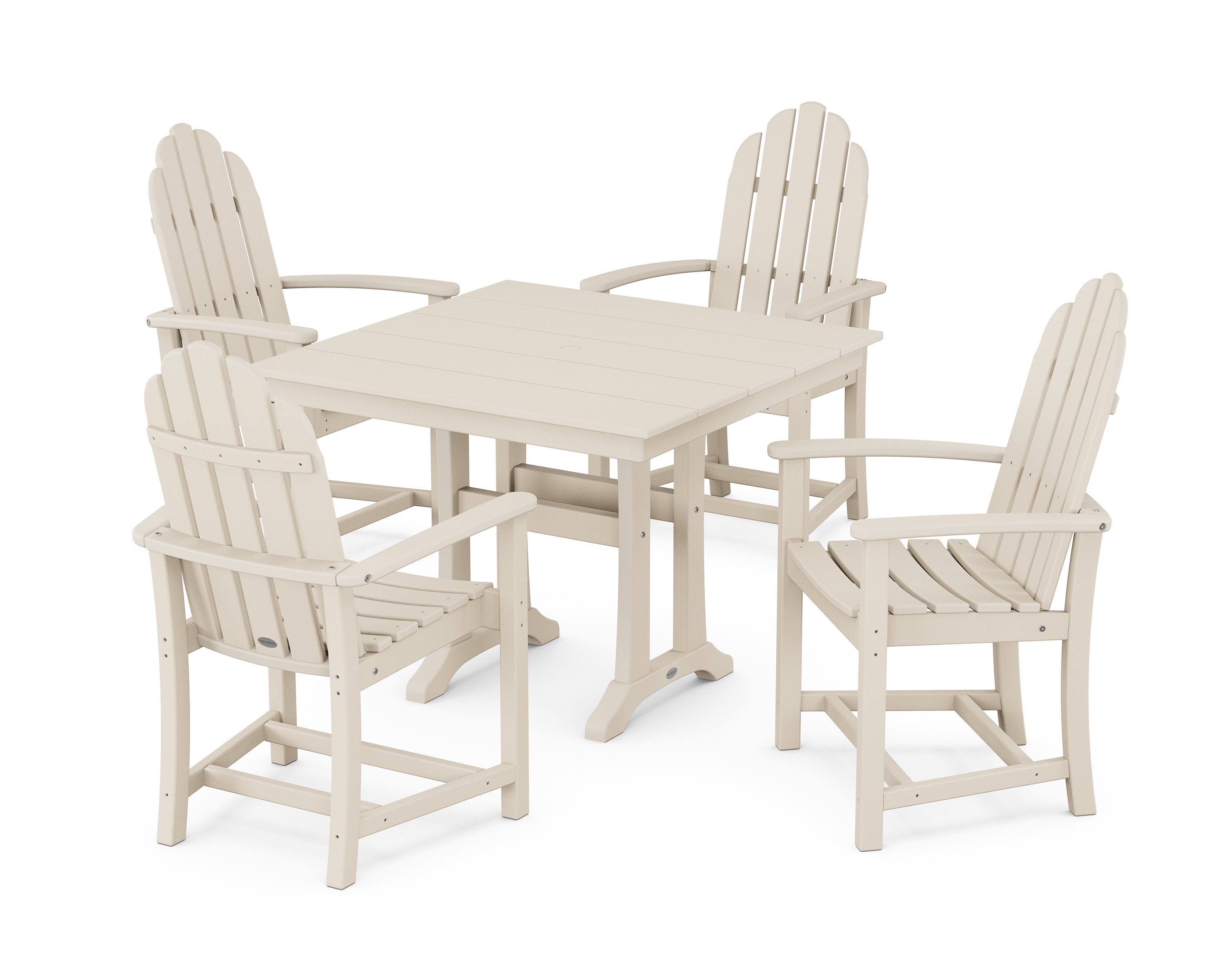 POLYWOOD® Classic Adirondack 5-Piece Farmhouse Dining Set With Trestle Legs in Sand