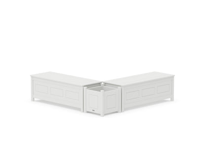 Country Living 48" Country Living L- Shaped Planter Storage Bench Set in White
