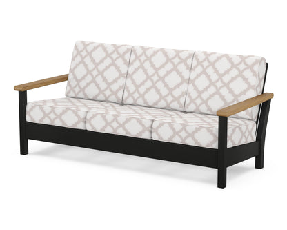 POLYWOOD® Harbour Deep Seating Sofa in Black / Natural / Trellis Dune Burlap