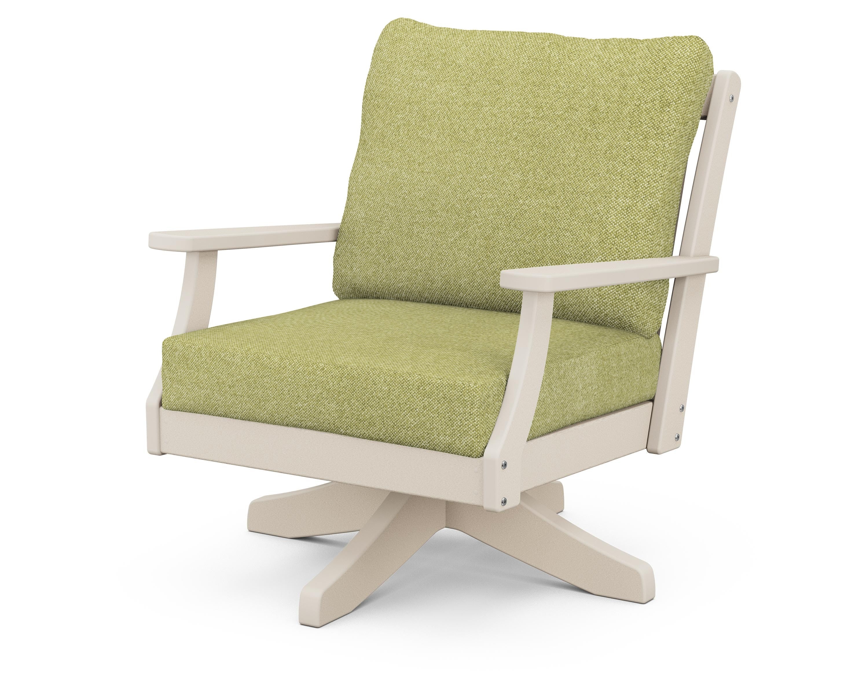 POLYWOOD® Braxton Deep Seating Swivel Chair in Sand / Chartreuse Boucle