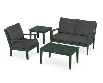 POLYWOOD® Braxton 4-Piece Deep Seating Set in Green / Ash Charcoal