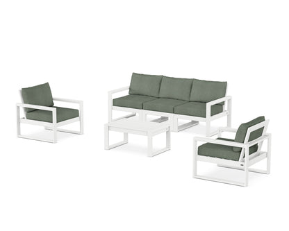 POLYWOOD® EDGE Sectional 4-Piece Deep Seating Set with Sofa in White / Cast Sage