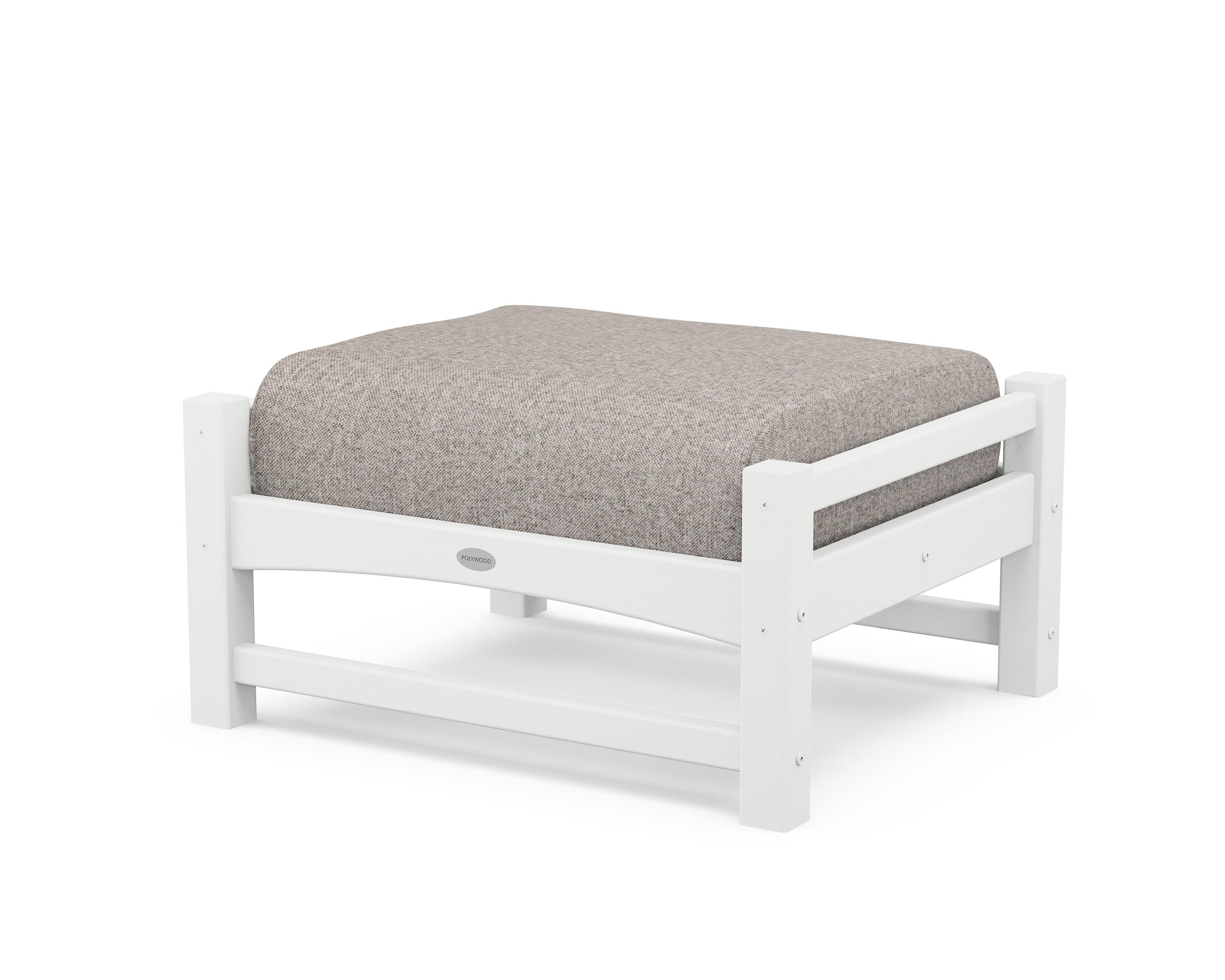 POLYWOOD® Club Ottoman in White / Weathered Tweed