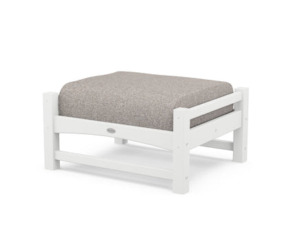 POLYWOOD® Club Ottoman in White / Weathered Tweed