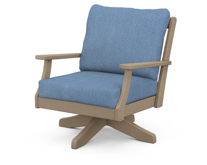 POLYWOOD® Braxton Deep Seating Swivel Chair in Vintage Sahara / Sky Blue