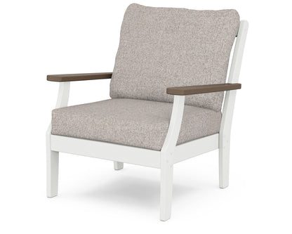 POLYWOOD® Braxton Deep Seating Chair in White / Kona / Weathered Tweed