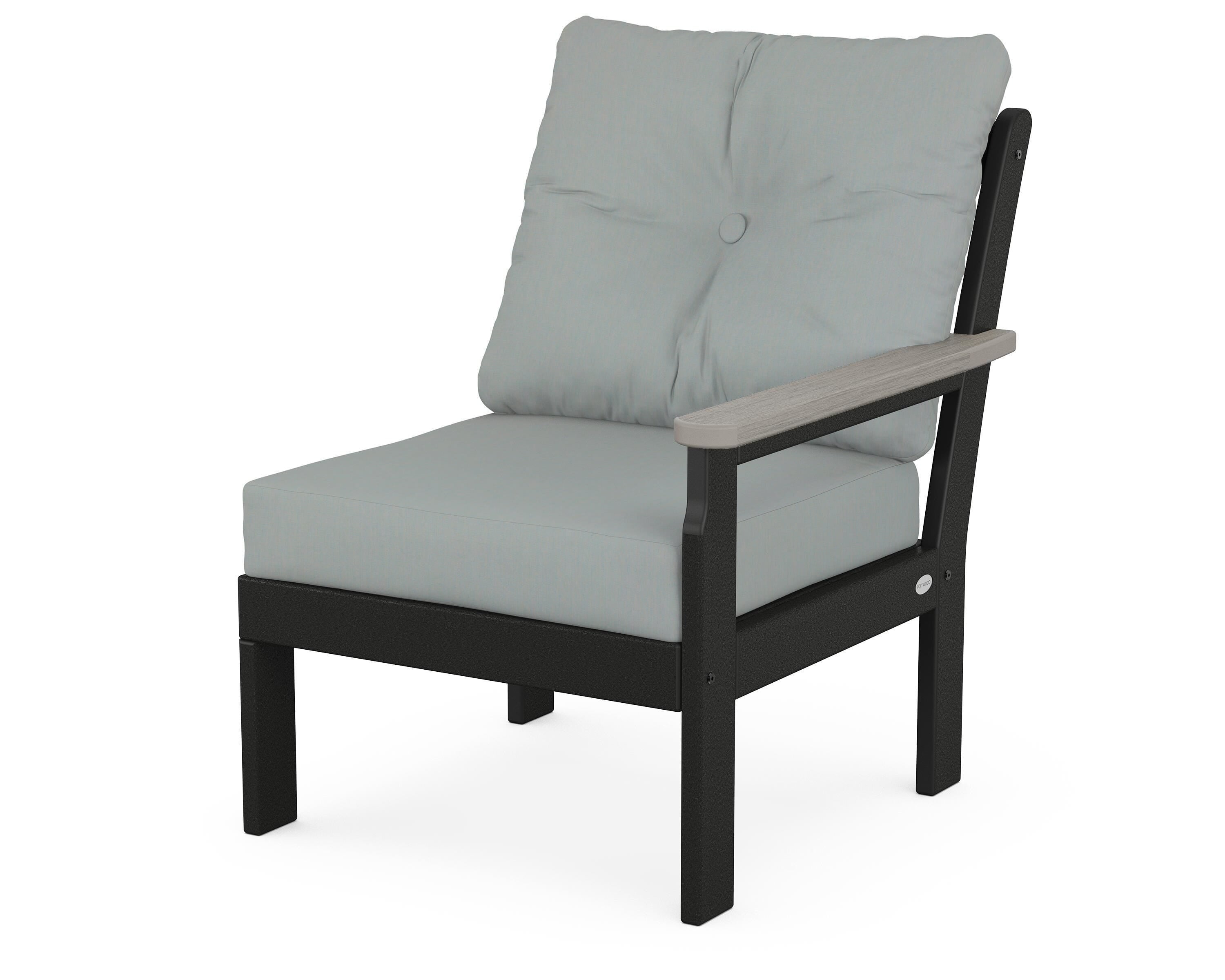 POLYWOOD® Vineyard Modular Right Arm Chair in Black / Driftwood / Spa