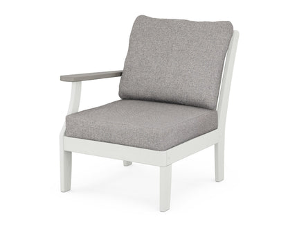 POLYWOOD® Braxton Modular Left Arm Chair in White / Driftwood / Grey Mist