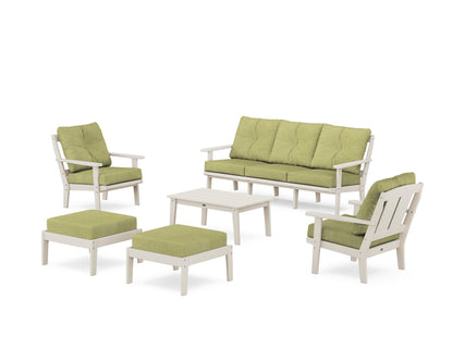 POLYWOOD® Mission 6-Piece Lounge Sofa Set in Sand / Chartreuse Boucle