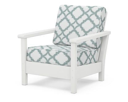 POLYWOOD® Harbour Deep Seating Chair in White / Trellis Glacier Spa
