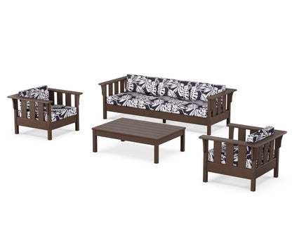 Martha Stewart by POLYWOOD® Acadia 4-Piece Deep Seating Set with Sofa in Mahogany / Leaf Navy