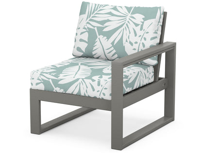 POLYWOOD® EDGE Modular Right Arm Chair in Slate Grey / Leaf Glacier Spa