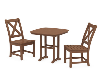 POLYWOOD® Braxton Side Chair 3-Piece Dining Set in Teak