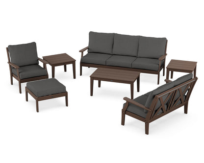 POLYWOOD® Braxton 7-Piece Deep Seating Set in Mahogany / Spectrum Carbon