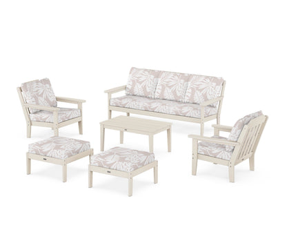 Country Living Cottage 6-Piece Lounge Sofa Set in Sand / Leaf Dune Burlap