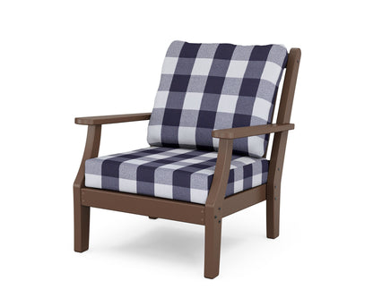 Country Living Wovendale Deep Seating Chair in Mahogany / Buffalo Plaid Navy