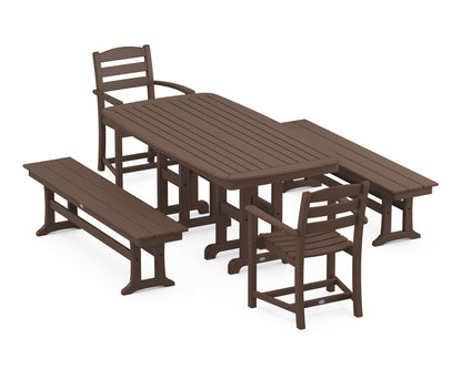 POLYWOOD® La Casa Café 5-Piece Dining Set with Benches in Mahogany